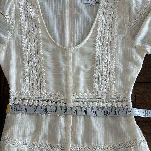 Sweet Baby Jamie Ivory Lace Boho Cottage Core Midi Dress - Picture 6 of 16